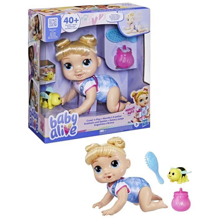 Baby Alive, Harper Hugs Marche à 4 pattes, poupée électronique de 27 cm marchant à 4 pattes, cheveux blonds, à partir de 3 ans