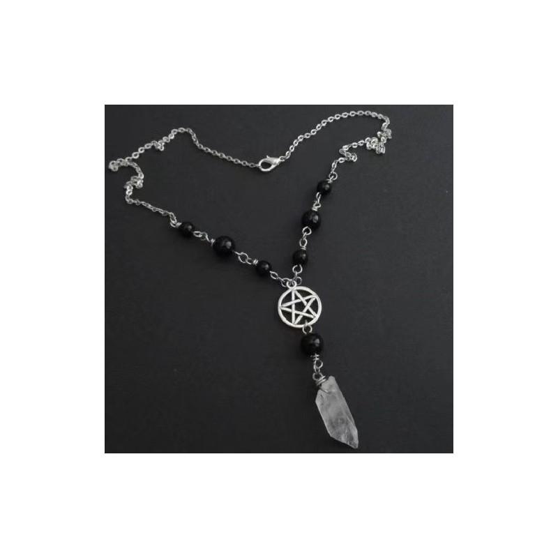 Gothic Vampire Moon Pendant Necklace With Cross Chain For Women