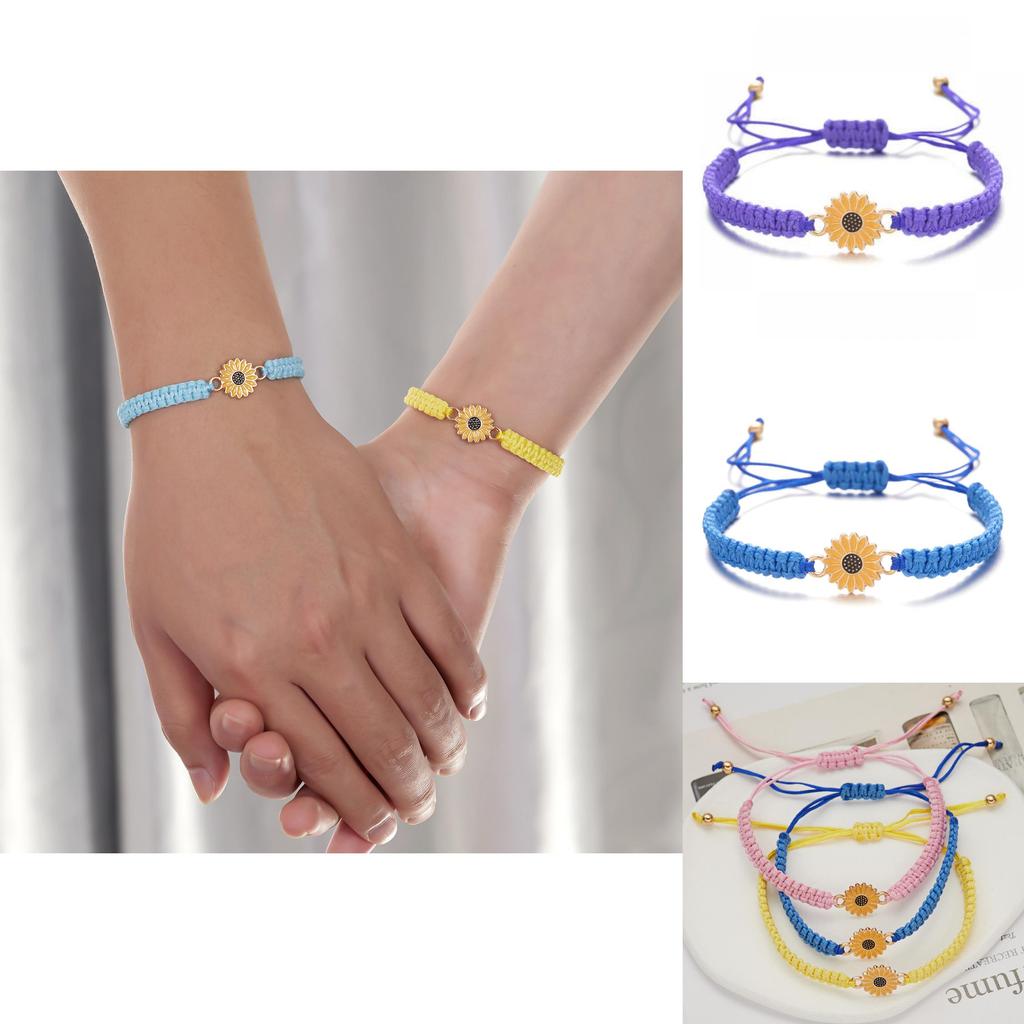 Handmade Sunflower Friendship Bracelet With Floral Design For Women And Couples