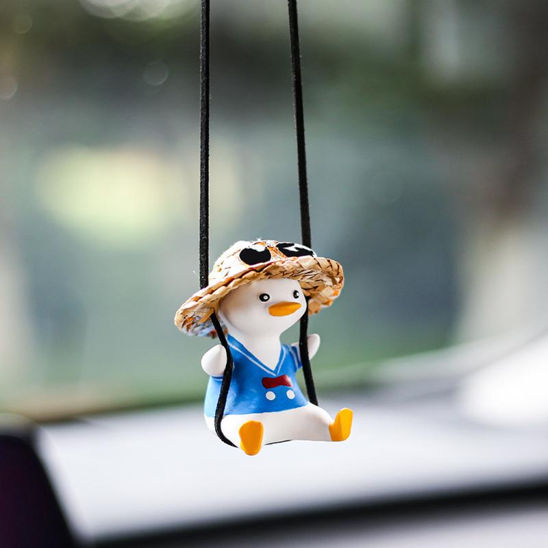 Trendy Swinging Duck Aromatherapy Car Pendant for Rearview Mirror