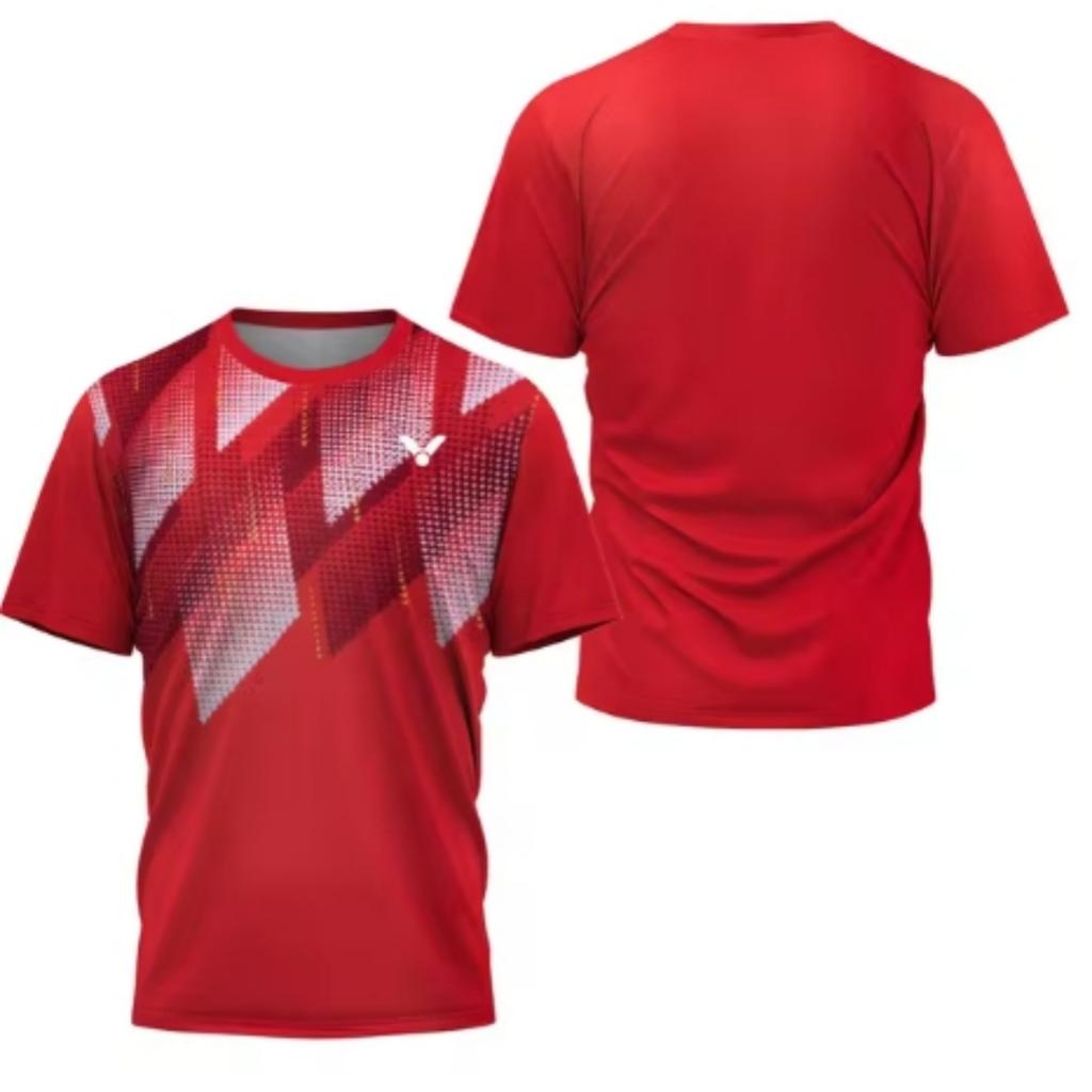 Laser Neon Print Men's Badminton T-Shirt Luxury Brand Short Sleeve Men's Summer Table Tennis T-Shirt Quick Dry Short Sleeve Tee