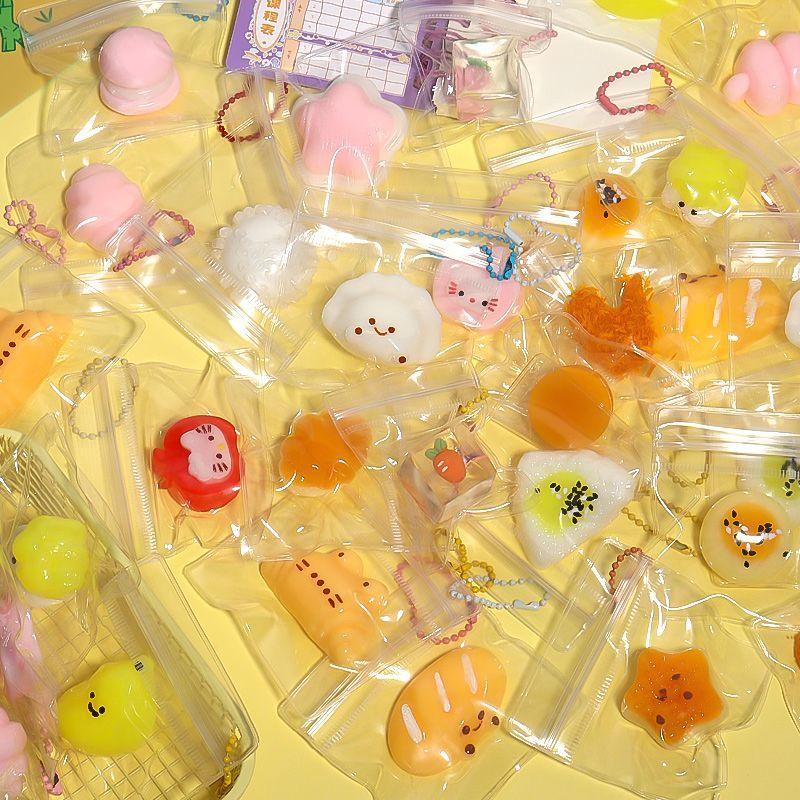 6/10Pcs Mini Squeeze Toys Stress Relief Toys Cute Simulation Toys Food Rebound Gifts Hanging Decorations For Stress Relief