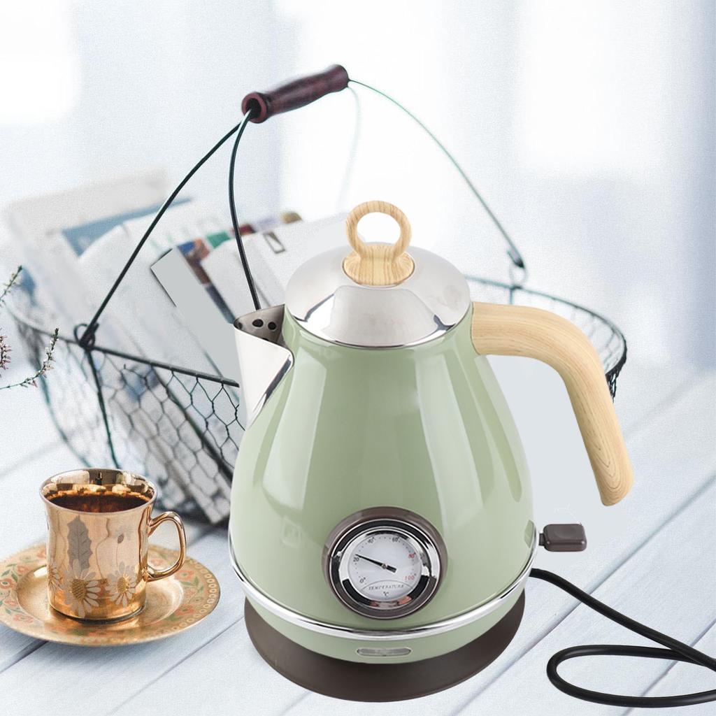 1.7L Electric Kettle Retro Wood Grain Dry Boil   Home Electric Kettle with Temperature Display