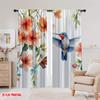 2 Stück, 2D-Flachdruck Beliebte Vorhangpaneele Kolibri-Harmonie (2) Vielseitig 100% Polyester (ohne Stange) Geschenke Ldeal für