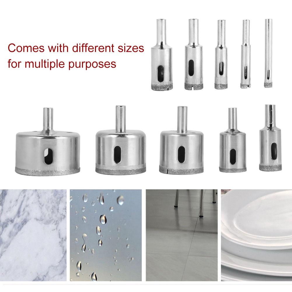 10 ks/sada Diamantem potažený jádrový vrták 6~50mm Děrovka pro dlaždice keramiku sklo porcelán mramor
