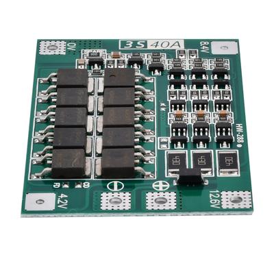 3S 40A DC 11.1V-12.6V 18650 Lithium Battery PCB BMS Charger Protection Board Balanced Version Auto Recovery with Balanced Socket