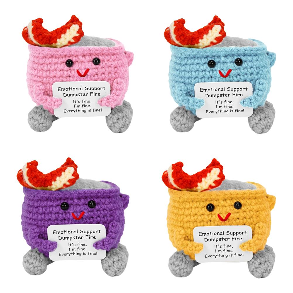 Häkeln Müllcontainer Feuer Niedlich Humorvoll Emotionale Unterstützung Dekoration Geschenk für Zuhause und Büro Fröhliches Accessoire