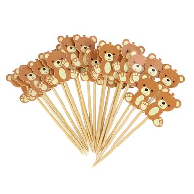 20pcs Cute Bear Food Picks Cake Dessert Toothpicks Fruit Forks Wedding Birthday Party Baby Shower Decoration Supplies Christmas