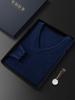 Men's V-Neck Cashmere Sweater: Loose Fit, Solid Color, Business Casual Pullover for Autumn and Winter