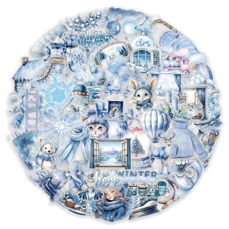 50Pcs Cute Cartoon Blue Winter Graffiti Stickers Decoration Decals Laptop Notebook Phone Stationery Scrapbooking Sticker