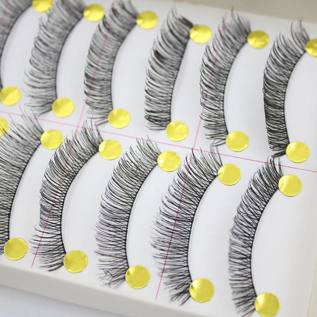 10 Par Handgjorda Långa Tjocka Korsande Lösögonfransar Smink Ögonfransar Förlängning