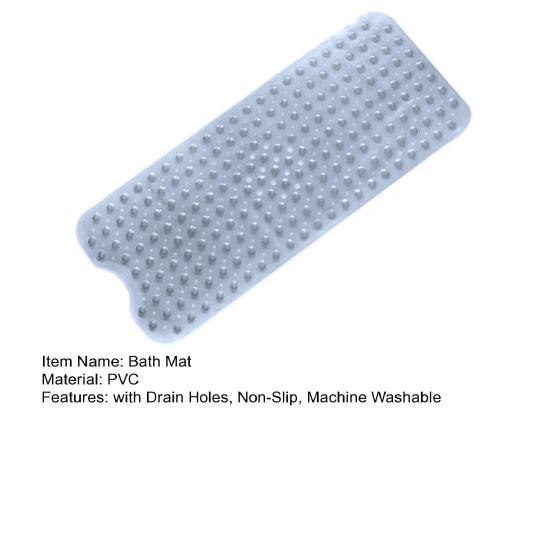 Suction Cup Bath Mat Non-Slip Shower Mat Bathtub Rug with Drain Holes Machine Washable Bathroom Rug for Safe Shower Bath Use