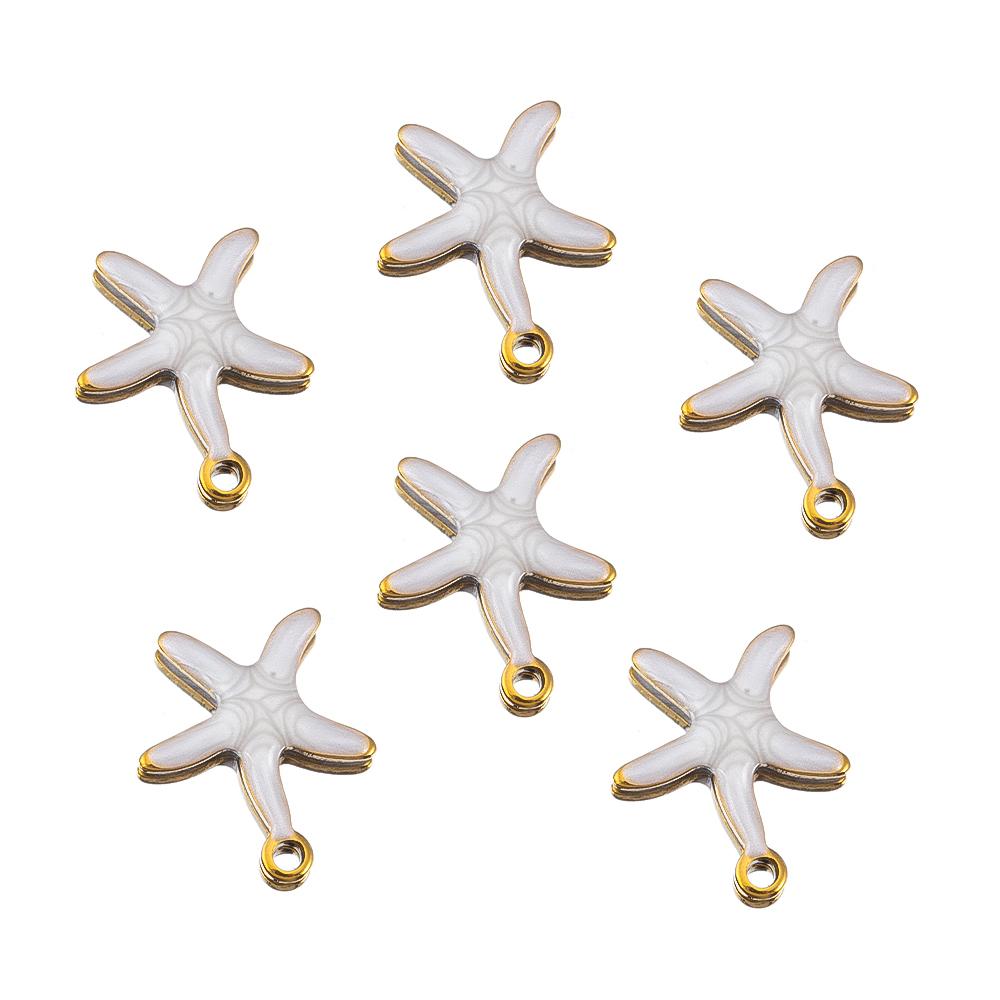 10pcs New Stainless Steel Colorful Marine Coral Starfish Fish Seaweed Charm Necklace Earring Pendant Base for DIY Jewelry Making