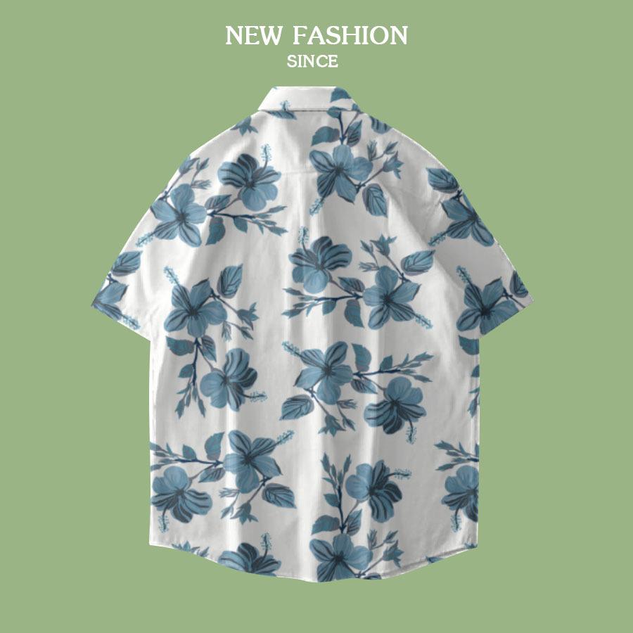 Ins Fashion Men'S Casual Short Sleeve Shirt Men'S Hawaiian Vacation Trend Jacket