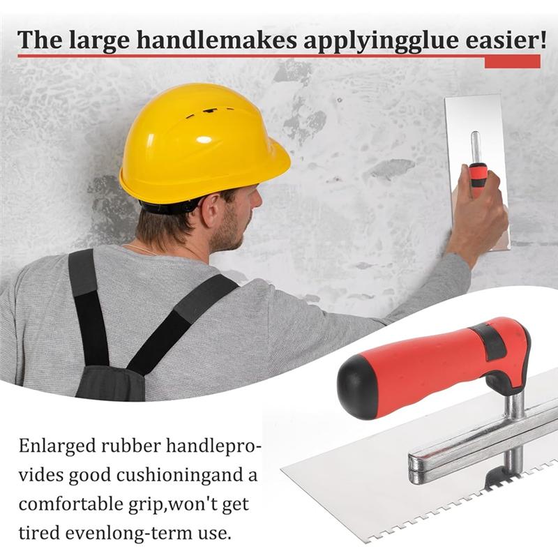 

A25F-4 Pcstile Tools Stainless Steel Square Notched Trowel Set Masonry Hand Kit For Wall Floor Tiling Installation