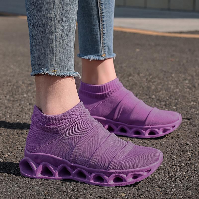Fashion Knit Women's Summer Sports Shoes EVA Lightweight Platform Sneakers Women Sock Sneakers Breathable Comfy Woman Shoes 2025