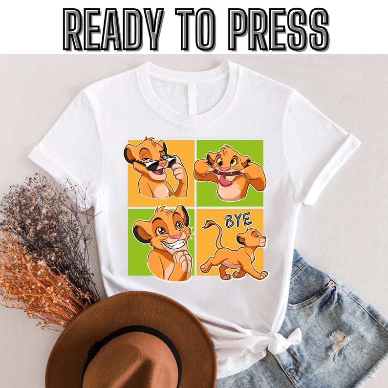 Cute Simba T-Shirt, Funny Disney Simba Dtf, Disney The Lion King T-Shirt, Pretty Simba Dtf, Kid Shirt Dtf, Woman Dtf,Ready to press 130