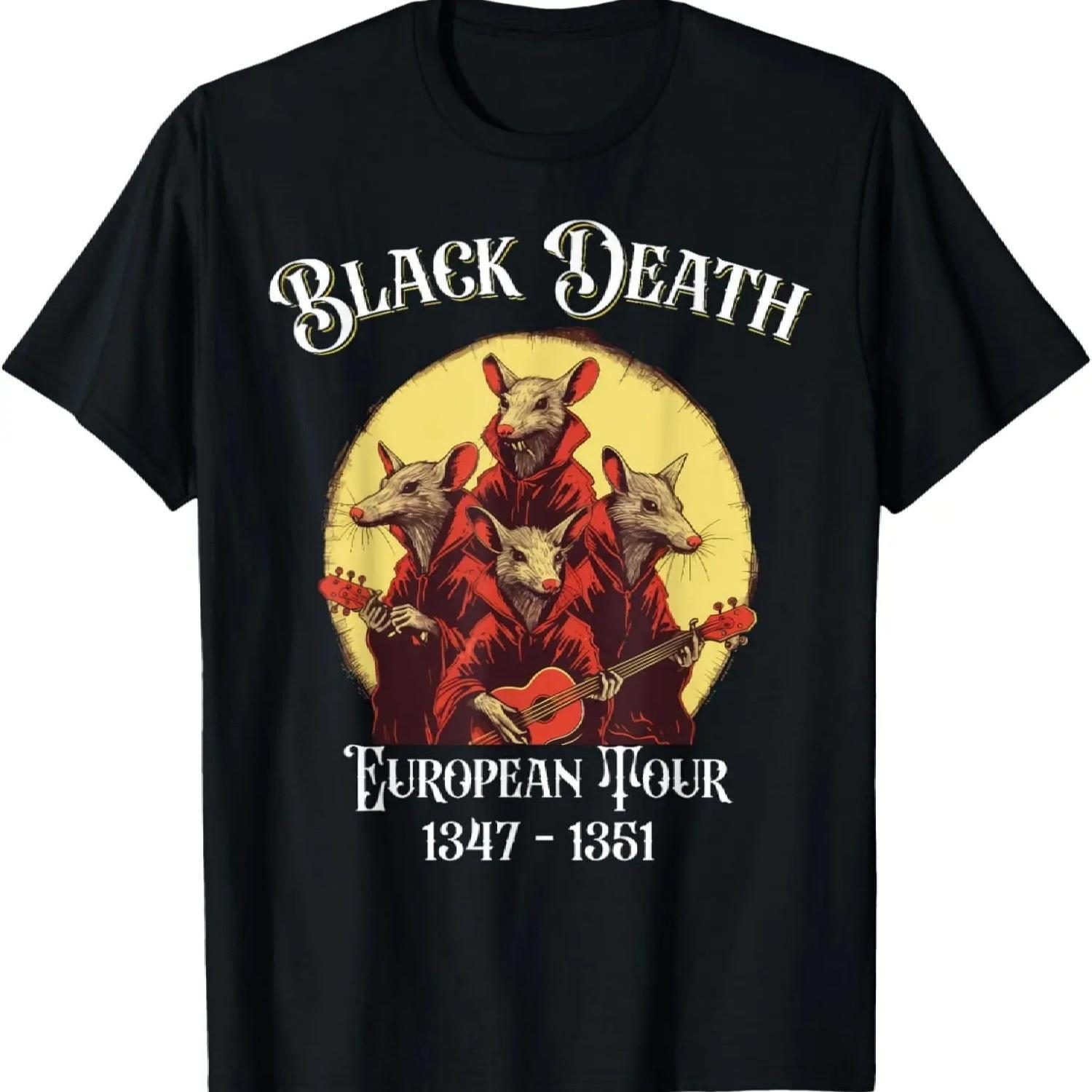 Black Death European Tour 1347 - 1351 Creepy Medieval Rat T-Shirt S