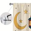 2pcs Cute Crescent Moon & Lantern Curtains Islamic Festival Design Sheer Light-Filtering Fabric Living Room Bedroom Window Decor