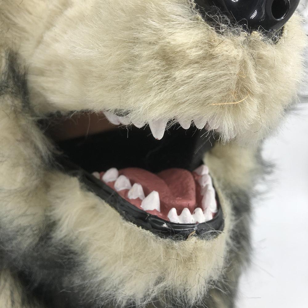 A Wolf Head Mask with Movable Mouth, Plush Animal Wolf Head Cover