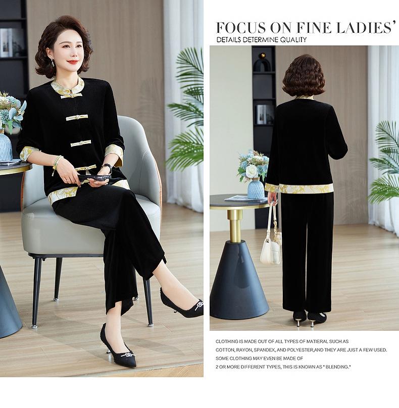 2026 Elegant Autumn Suit: Stylish Top & Two-Piece Set for Middle-Aged and Elderly Women