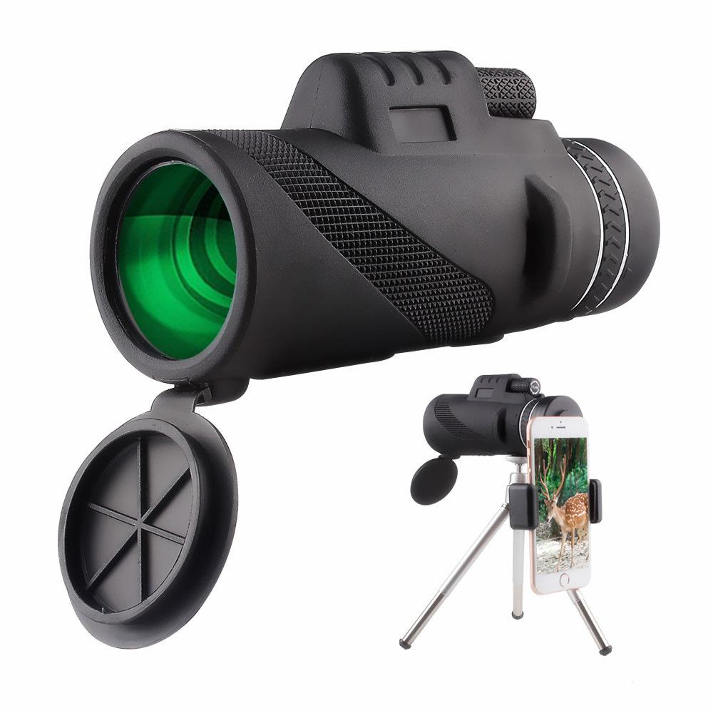 Outdoor HD 12X50 Monocular Telescope with Phone Adapter 40X60 10X42 80X100 for Bird Watching Hunting