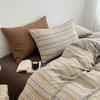 Extremely Home~ Simple Wind Striped Bed, Washed Cotton Sheet Quilt Cover Sheet Dormitory