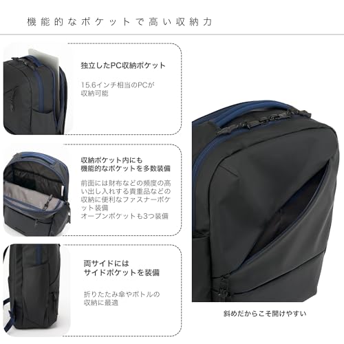 Samsonite Red Z-ZIP Backpack S, Business Bag, Official Japanese Product, Fits 15-inch Laptop, Men's and Women's, PVC Coating, Black/Navy, One Size