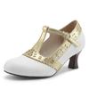 Women T-Strap Pumps  Kitten High Heels Cutout PU Shoes Small Oversize Plu Size 32 50