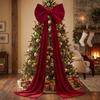 Solid Color Large Velvet Christmas Bow Long Streamers Christmas Wreaths Bow  Staircase Decor