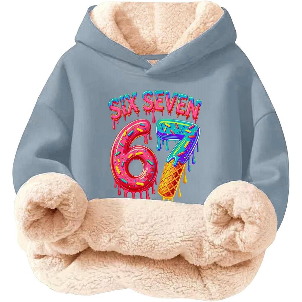 Children's Fashionable Printing Casual Fleece Hooded Loose Fit Hoodie Without Pockets