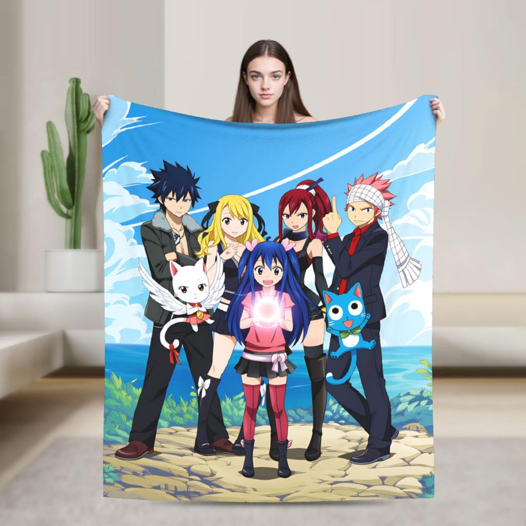 Fairy Tail Warm Soft Blanket Japanese Anime Travel Plush Throw Blanket Aesthetic Couch Chair Flannel Bedspread Sofa Bed Cover