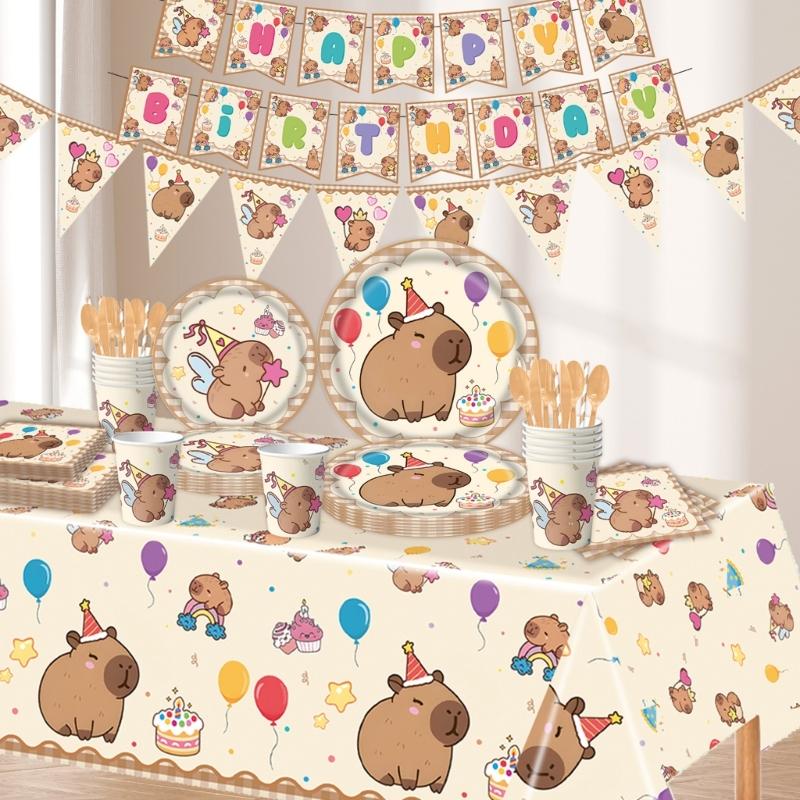 10Pcs Animal Cutlery Party Tableware Set Disposable Paper Plates Cups Fork OR Spoon for Kids Birthday Baby Showers