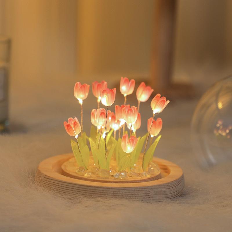 Tulip Handmade DIY Atmosphere Lamp - Desktop Night Light Gift for Girlfriend or Student
