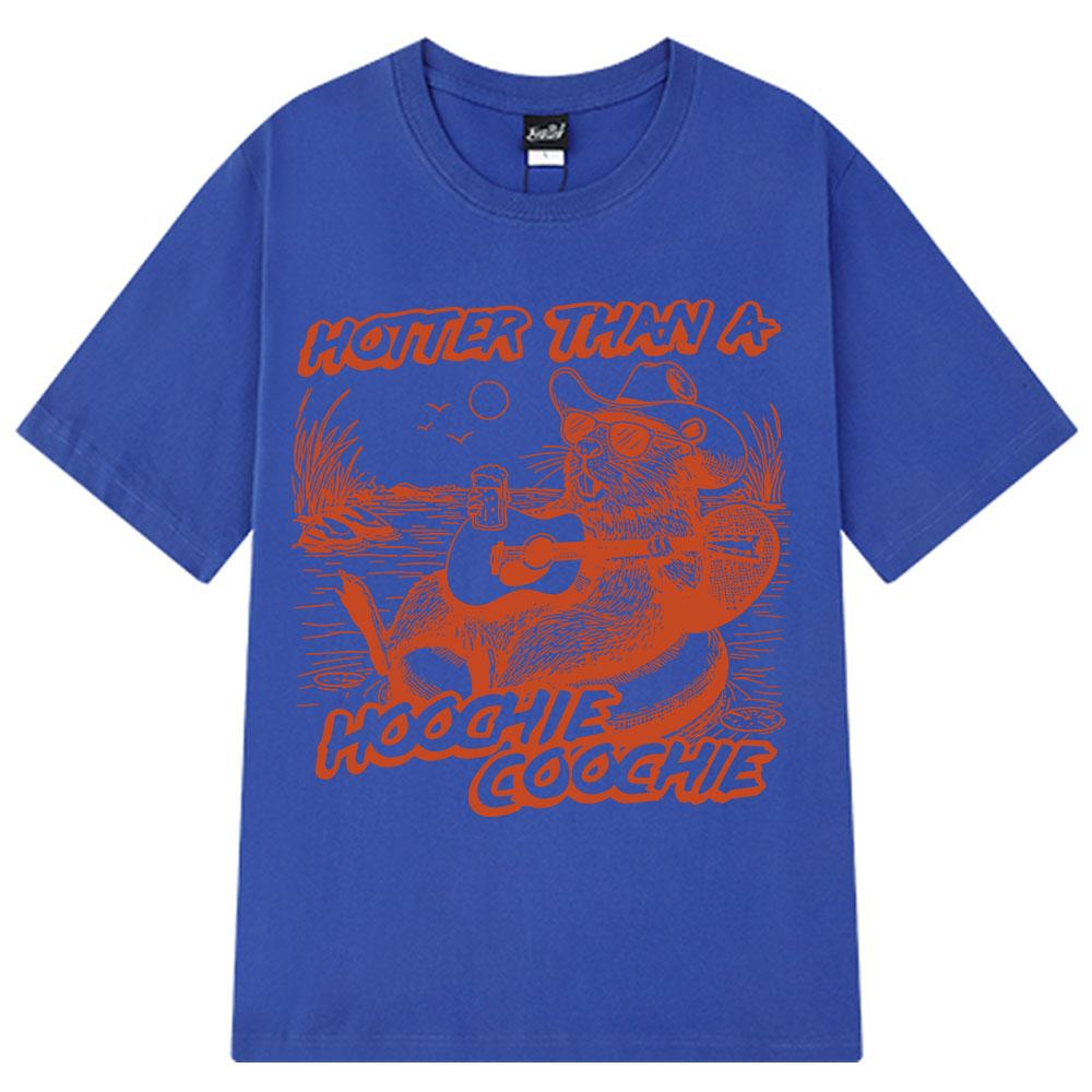 Žhavější než Hoochie Coochie Roztomilý Bobr Plážové Letní Potisk Tričko 90s Country Hudba Tričko Pánské Dámské Vintage Bavlněná Trička