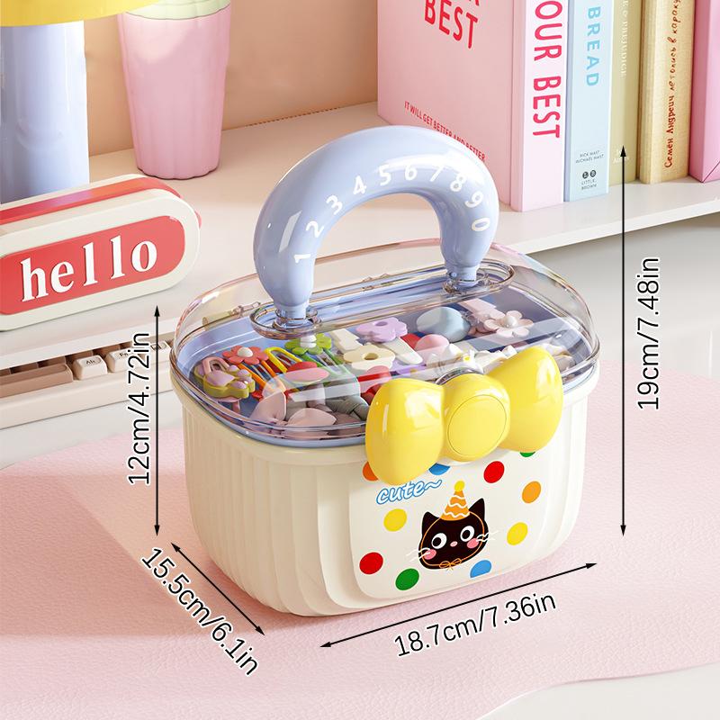 

1 шт. Детская коробка для аксессуаров для волос, двухслойная портативная заколка для волос, повязка на голову, серьги, браслет, ожерелье, коробка для хранения косметики