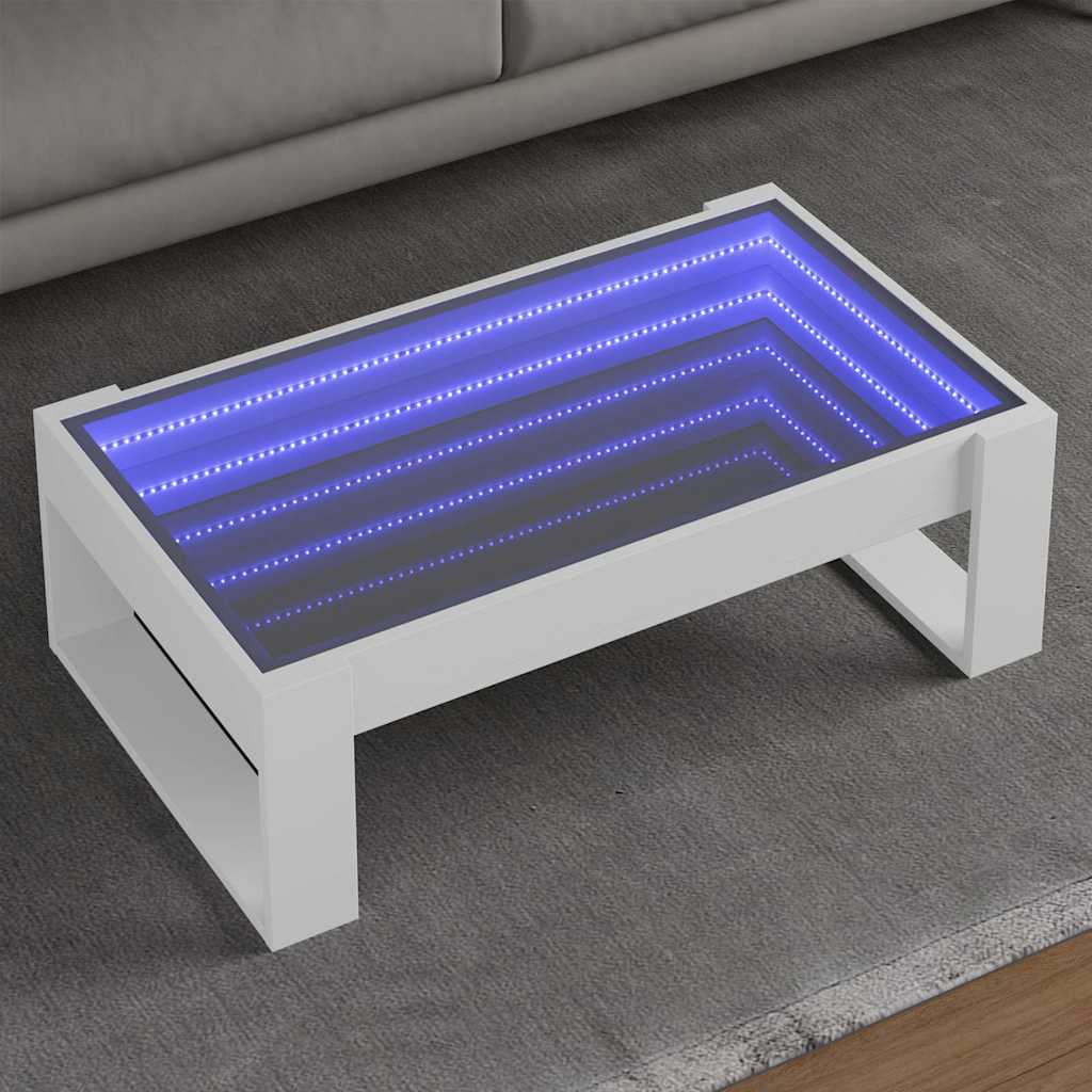 Infinity LED Coffee Table in White 90 x 53 x 30 cm
