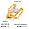 New Trend Stainless Steel Zircon Rings for Women Non-Tarnish Waterproof Jewelry Irregular Geometric Open Adjustable Ring