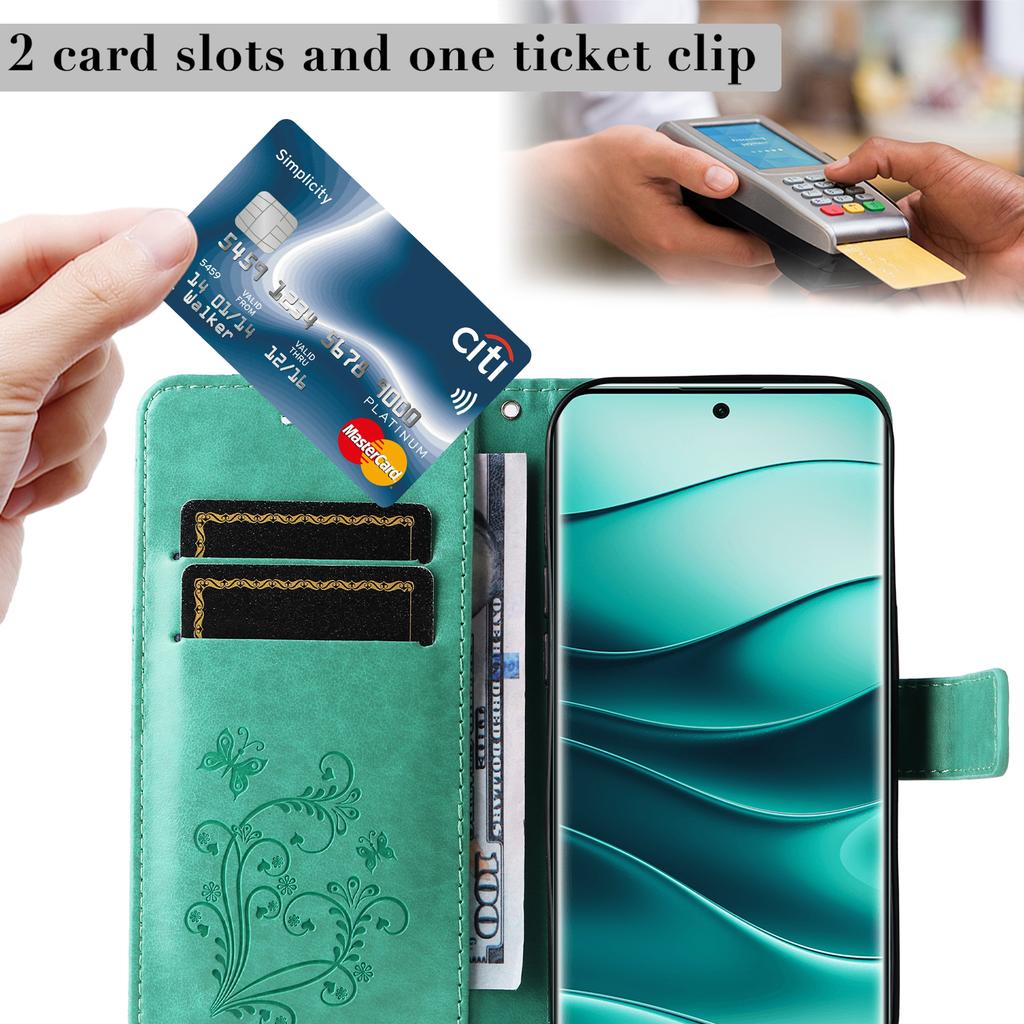 For Xiaomi Redmi Note 14 Pro+ 5G/Note 14 Pro 5G/Poco X7 5G Wallet Case Floral Butterfly Imprinted Leather Phone Cover Stand