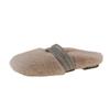 One pedal lazy hairy shoes women wear in autumn and winter 2025 new Korean version fairy Doudou shoes flat cotton slippers
