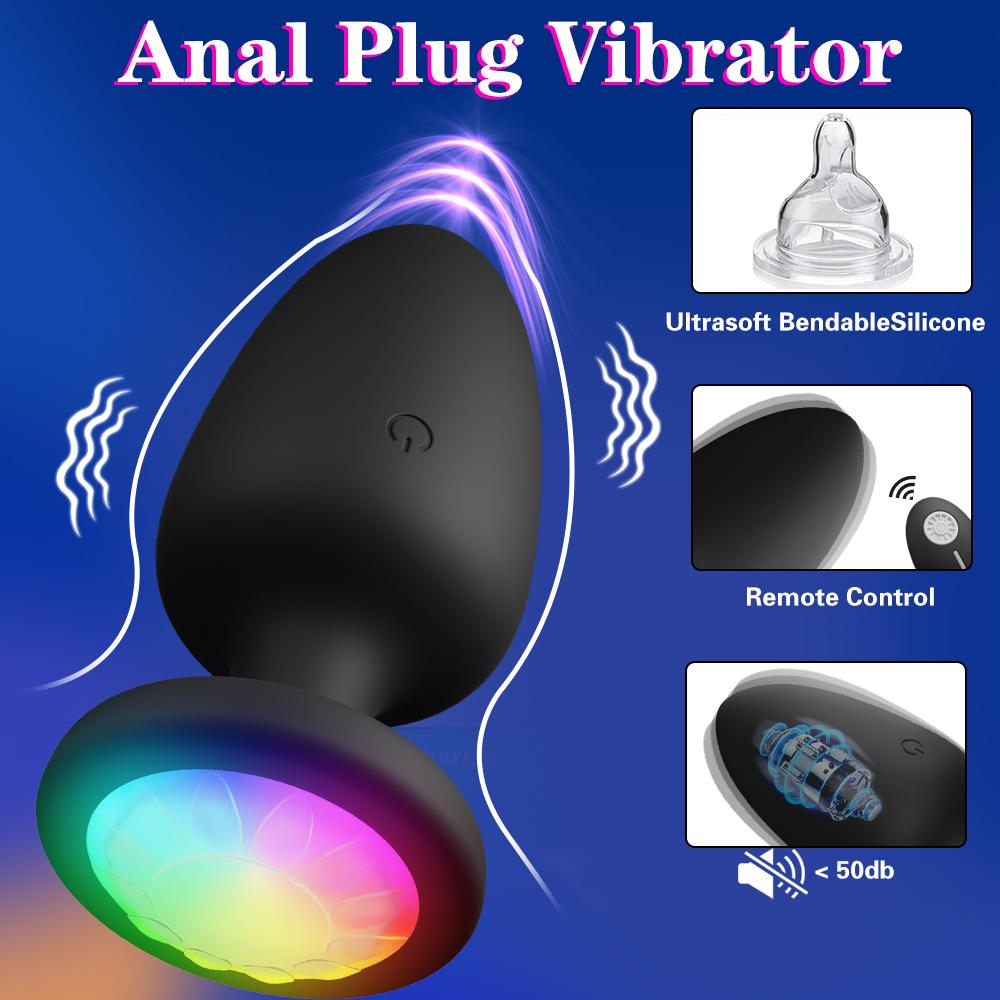 Remote Control Rotating Butt Plug LED Wiggle Anal Vibrator Unisex Sex Stopper Adult Toys for Couples Intimacy Accessories