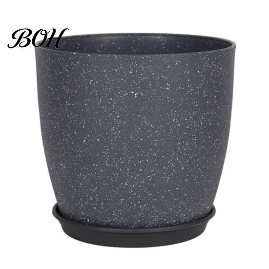 Decorative Pots for Indoor Spaces Modern Plant Pot with Saucer, Gray Flower Portable Containers Patio Drainage Holes, Stone-Look Planter Outdoor