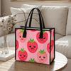 Cute Strawberry Pattern Women Tote Bag Casual Portable Large Capacity Daily Shopping Handbag