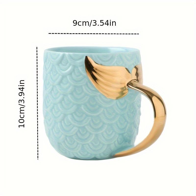Novelty Mermaid Mug With Golden Tail Handle Cute Coffee Cup Ceramic Cup Large Tea Cup Suitable For Valentine's Day Gifts