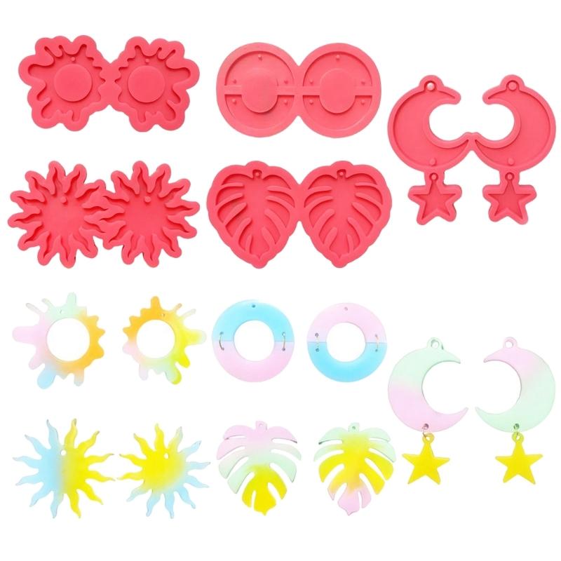 Moon Leaf Earring Resin Molds Jewelry Epoxy Resin Silicone Mould for Necklace Earrings Keychain Pendant  Crafts