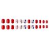 Independence Day Glossy Euro Square Short False Nails Set 24 pcs - Star & Stripes Design, Wearable & Removable