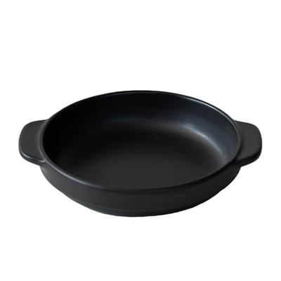 Santo Banko-yaki Gratin Dish, Single-Serve, 400ml Capacity, Heat-Resistant Ceramic, Oven, Microwave, Dishwasher, Stackable, Black, Made In Japan