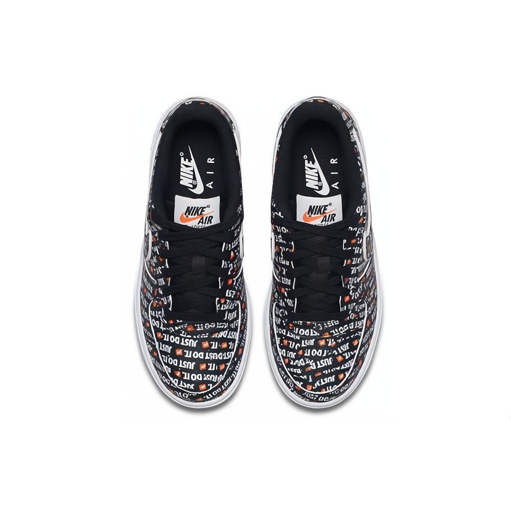 Nike Air Force 1 PRM Grade School 'Just Do It' (Unisex) Black / Total Orange-White Kids' Skateboarding Shoes AO3977 001