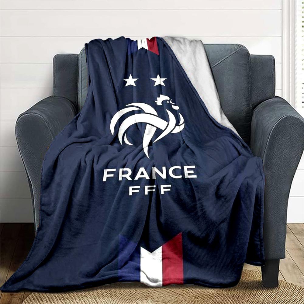 France FFF Print Flannel Blanket High Quality Warm Comfortable Cover for All Seasons Perfect for Gifts Home Decor