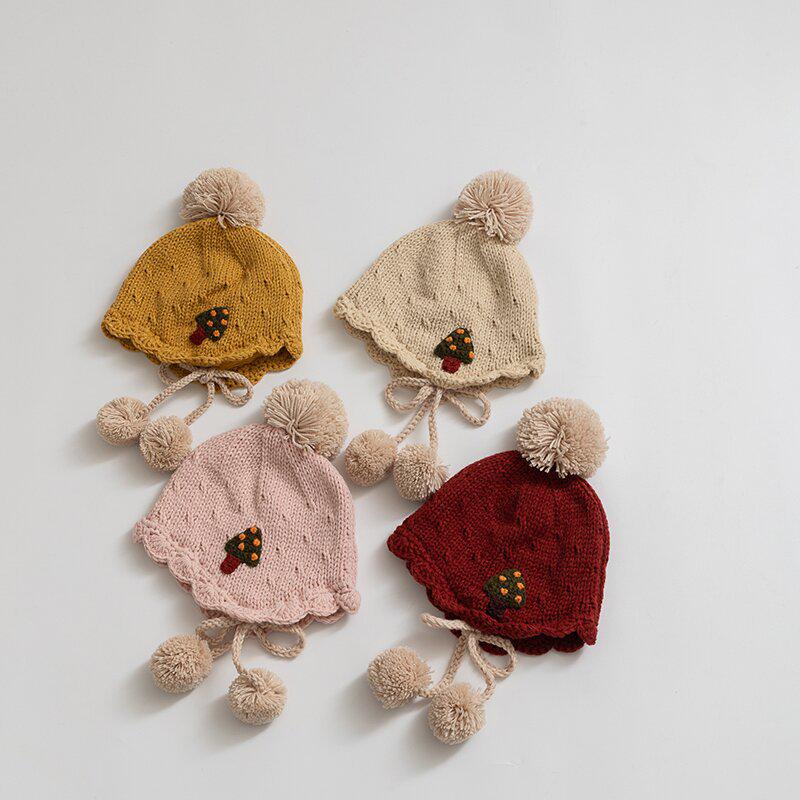 Korean Handmade Little Snowman Winter Baby Hat: Thick, Warm, Windproof Knit with Ear Protection for Children